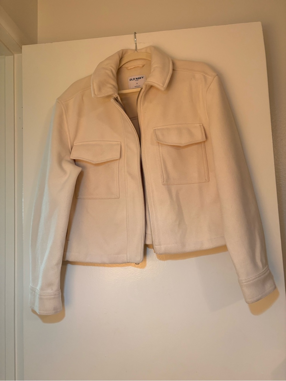 Old Navy Cream Zip-Up Utility Jacket